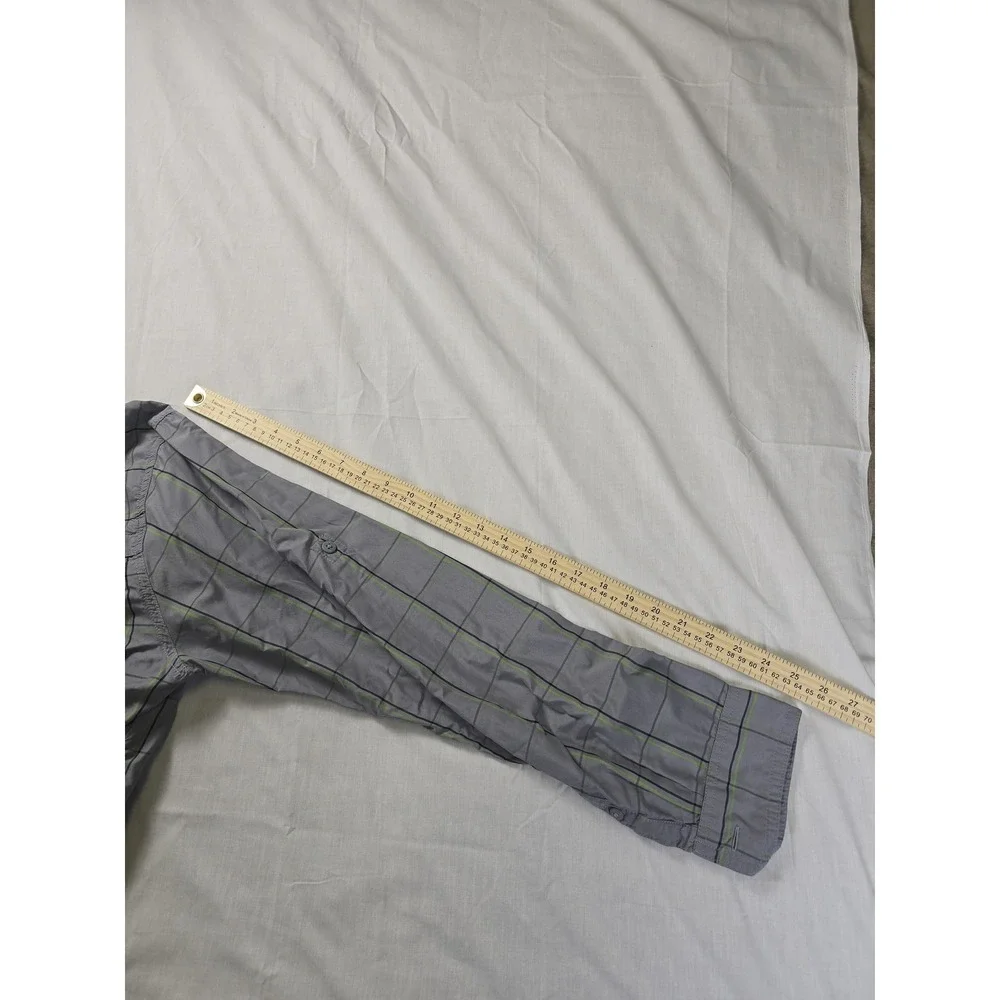 The North Face Shirt Mens Large Gray Plaid Long Sleeve Button Up Vented‎ Back